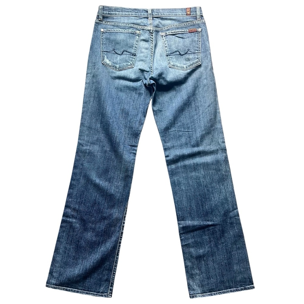 7 For All Mankind Relaxed Distressed Denim Button Straight Leg Jean Size 33 - Picture 5 of 8